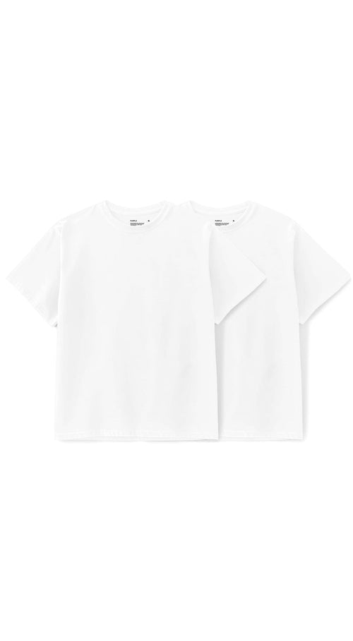 2 Pack Tees in slim fit, 100% cotton, jersey knit fabric for comfortable wear.