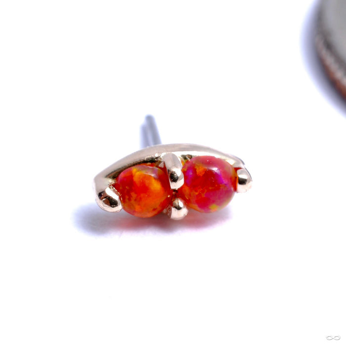14k Yellow Gold / Red Opal