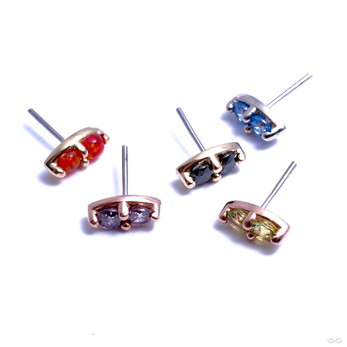 2 Stone Marquise Press-fit End in Gold from LeRoi in Assorted Colors