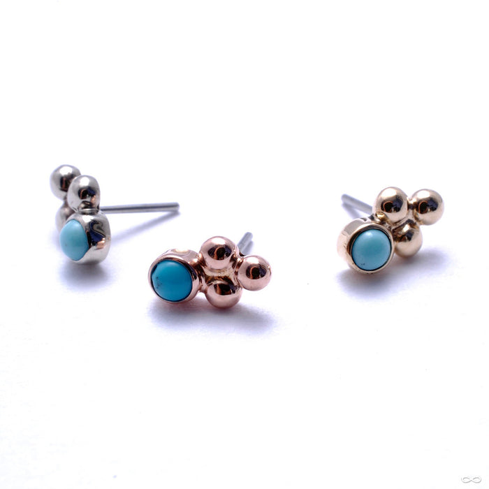 3 Bead Bezel-set Press-fit Ends in Gold from LeRoi