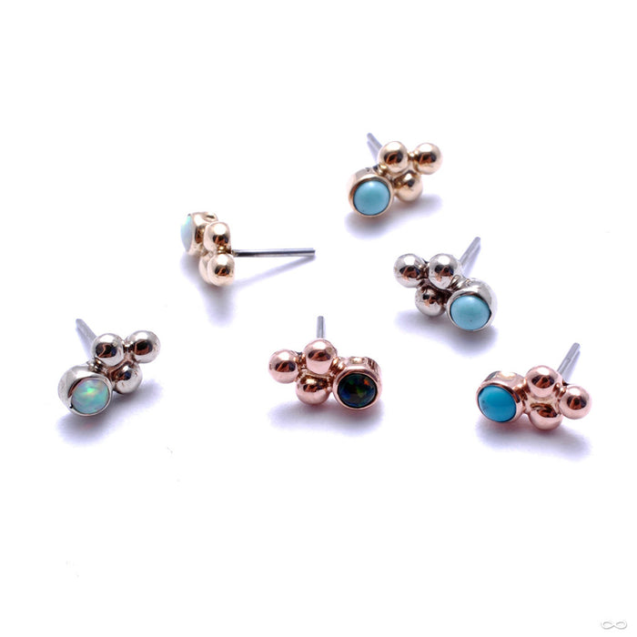 3 Bead Bezel-set Press-fit Ends in Gold from LeRoi