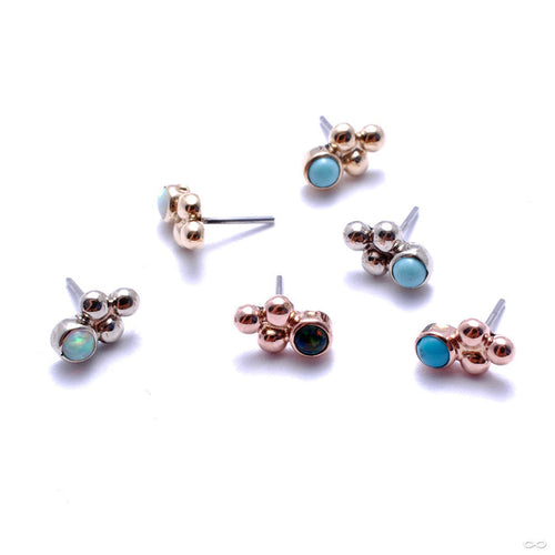 3 Bead Bezel-set Press-fit Ends in Gold from LeRoi
