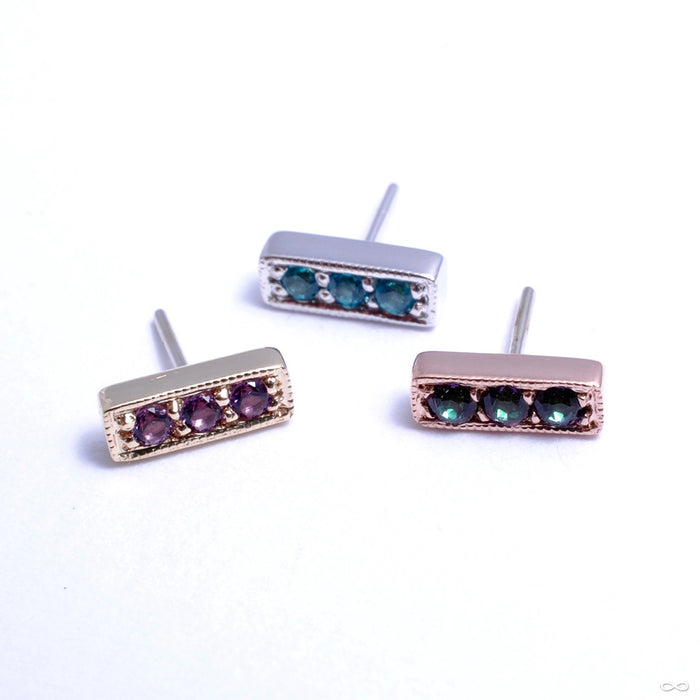 3 Gem Millgrain Strip Press-fit Ends in Gold from BVLA with Assorted Stones