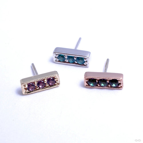 3 Gem Millgrain Strip Press-fit Ends in Gold from BVLA with Assorted Stones