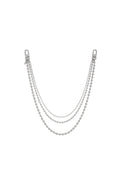 3 Layer Wallet Ball Chain silver-tone with snap hook and split ring, OS size.