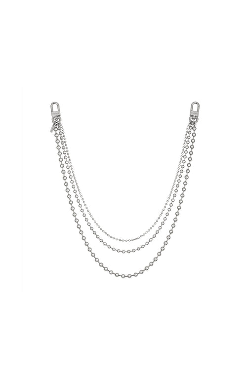 3 Layer Wallet Ball Chain silver-tone with snap hook and split ring, OS size.