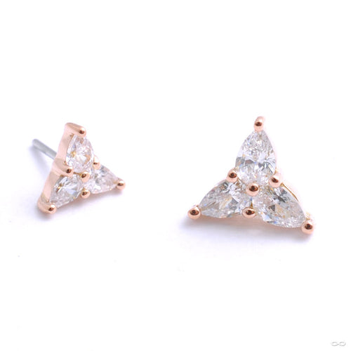 3 Little Pears Press-fit End in Gold from Buddha Jewelry with Clear CZ
