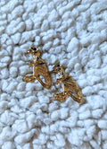 3D TRex Stud Faux Plug Earrings Gold