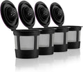 4 Black Reusable K Cups for Keurig Coffee Makers - Compatible with Keurig K-Classic, K-Select, K-Duo, K-Elite, K-Latte