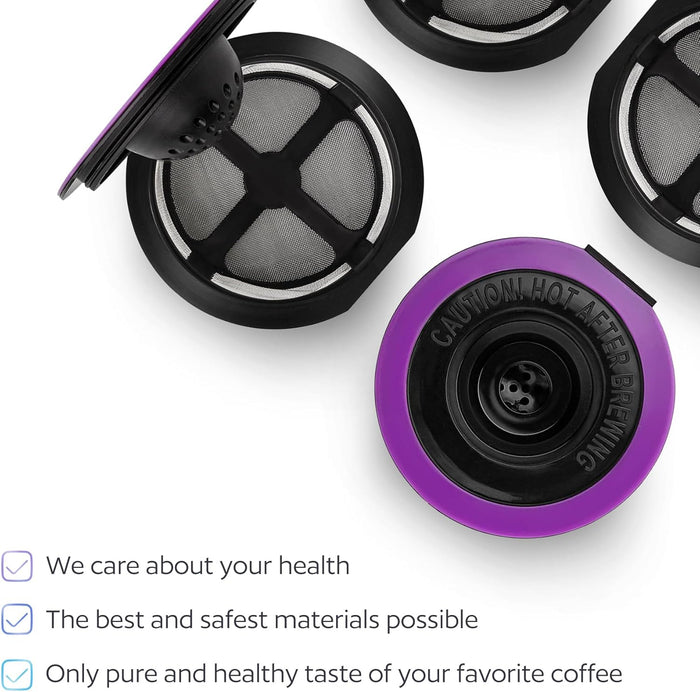 4 Black Reusable K Cups for Keurig Coffee Makers - Compatible with Keurig K-Classic, K-Select, K-Duo, K-Elite, K-Latte