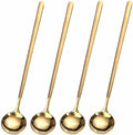 4 PCS 6.7 Inches Coffee/ Tea Spoons Long Handle, Gold, Ice Tea, Espresso Stainless Steel Long Spoons for Stirring