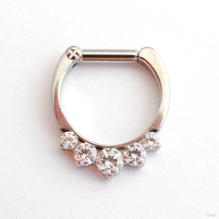 5 Stone Odyssey Clicker with Faceted Gems from Industrial Strength with Clear CZs