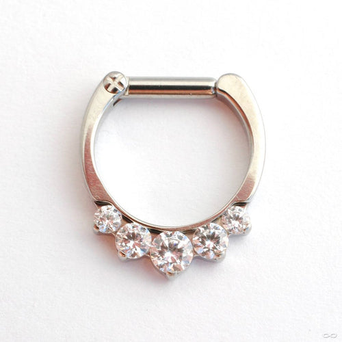 5 Stone Odyssey Clicker with Faceted Gems from Industrial Strength with Clear CZs