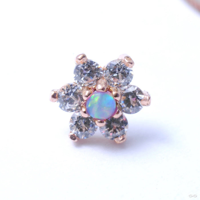 14k Rose Gold / Clear CZ with Lavender Opal Center / Medium