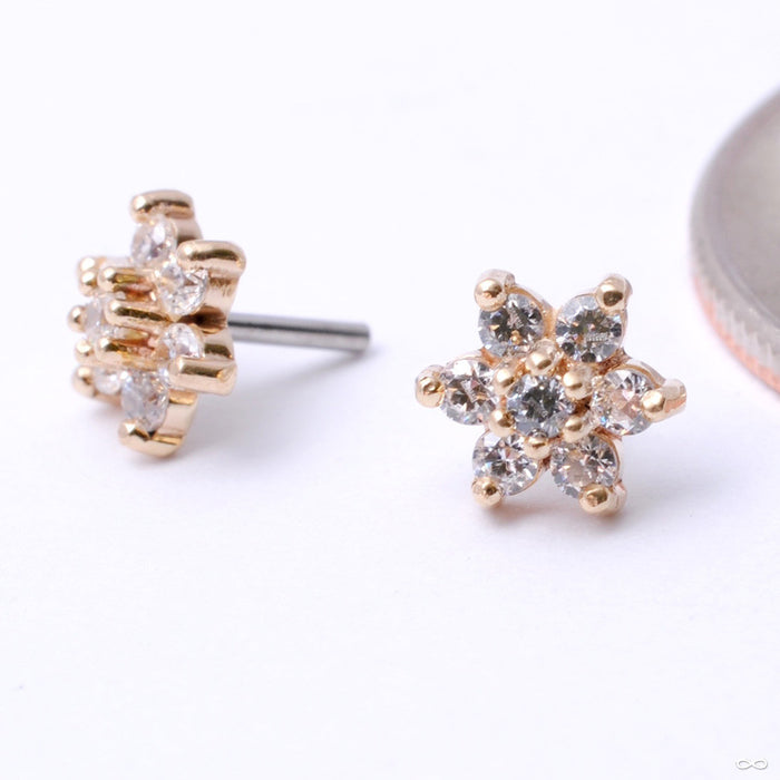 7 Stone Flower Press-fit End from LeRoi with Clear CZs