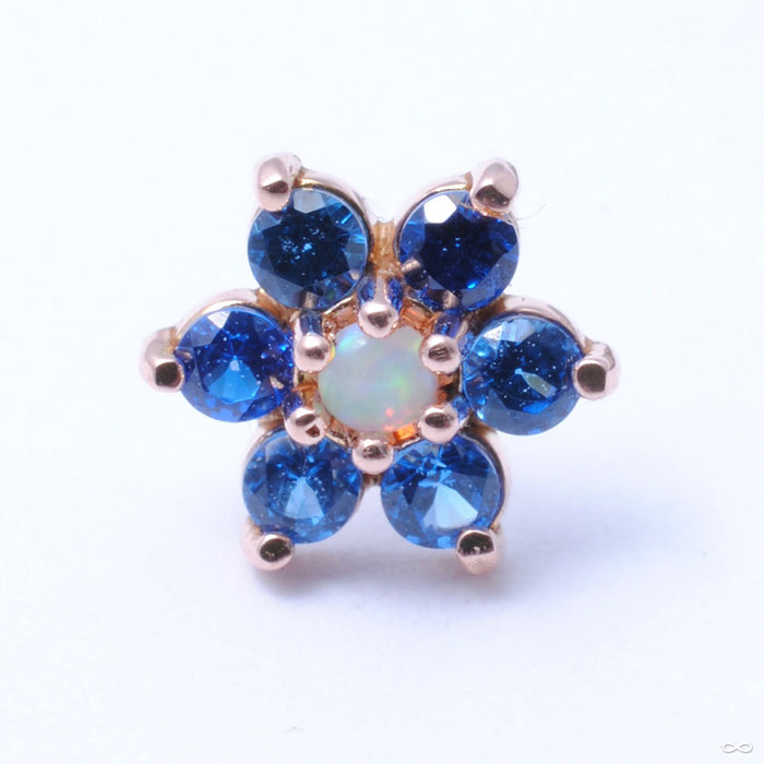7 Stone Flower Press-fit End in Gold from LeRoi in White Opal & Sapphire