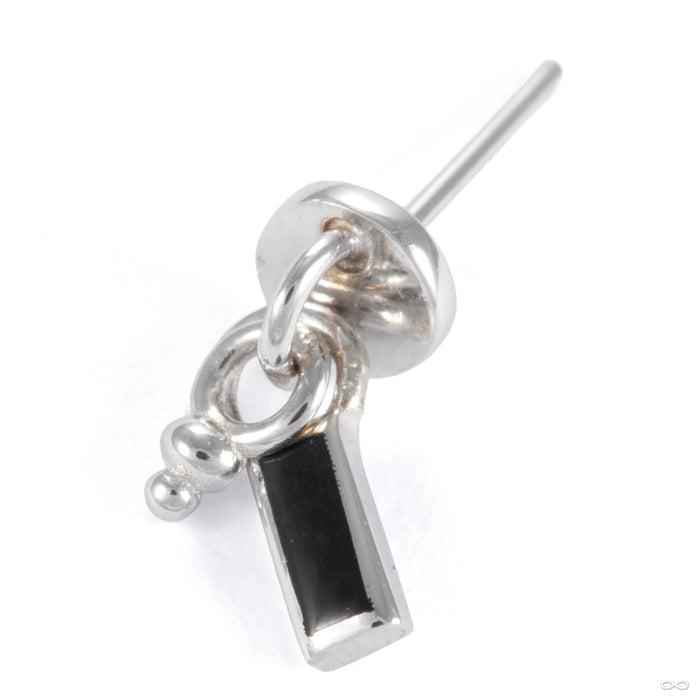 A Few Things Round Press-fit End in 14k White Gold with Black Enamel from Pupil Hall