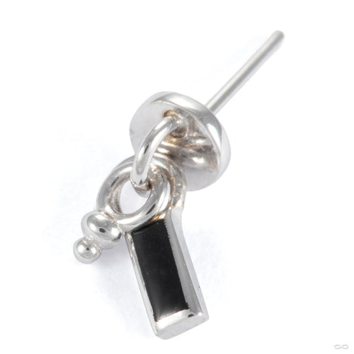 A Few Things Round Press-fit End in 14k White Gold with Black Enamel from Pupil Hall
