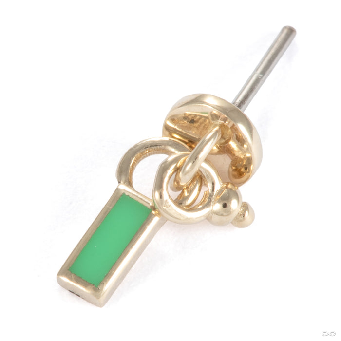 A Few Things Round Press-fit End in 14k Yellow Gold with Fresh Green Enamel from Pupil Hall
