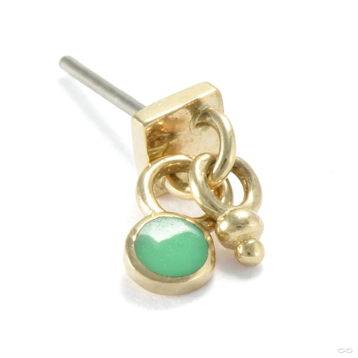 A Few Things Square Press-fit End in Gold from Pupil Hall with fresh green enamel