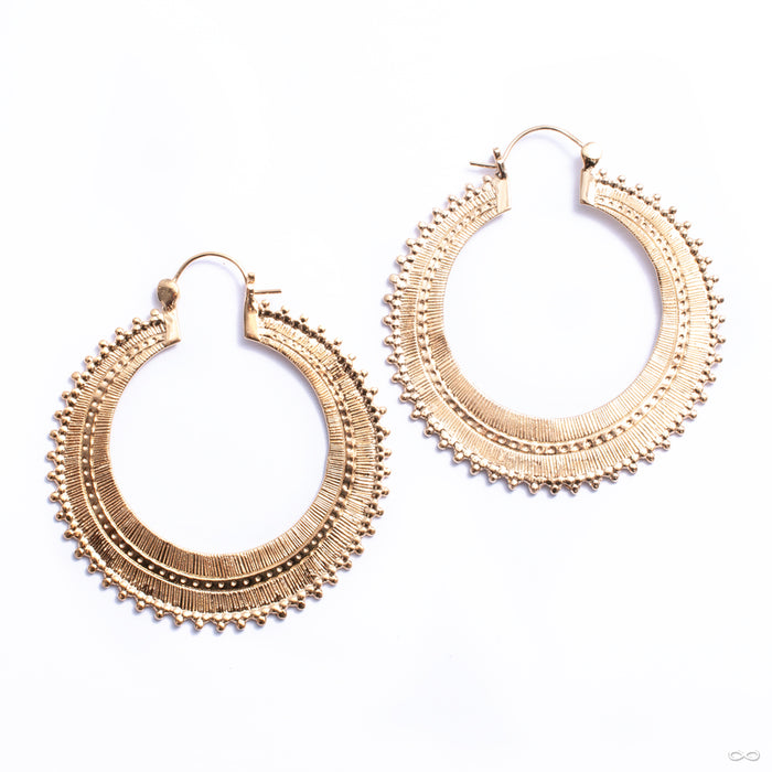 Afghan Hoop Earrings from Tawapa in yellow-gold-plated brass