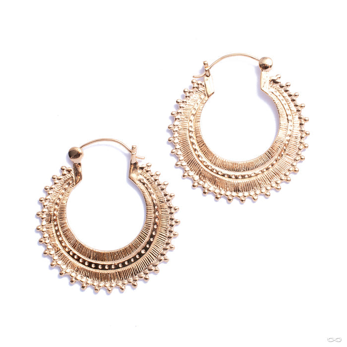 Afghan Hoop Earrings from Tawapa in yellow-gold-plated brass