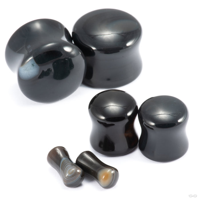 Agate Plugs & Eyelets from Diablo Organics in assorted sizes