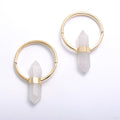 Alchemy Hoops in Brass with Crystal Quartz from Buddha Jewelry