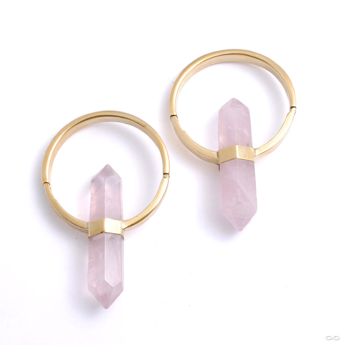 Alchemy Hoops in Yellow Gold with Rose Quartz from Buddha Jewelry