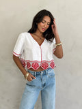 Alessia Embroidered Top - Stitch And Feather