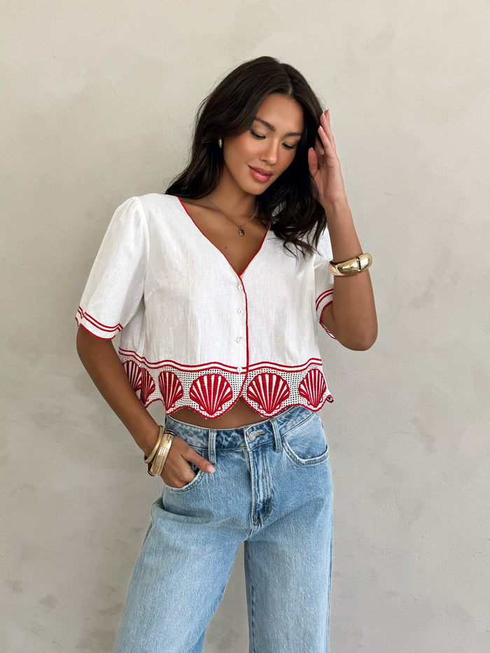 Alessia Embroidered Top - Stitch And Feather