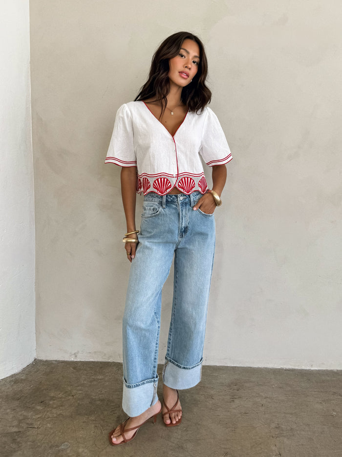 Alessia Embroidered Top - Stitch And Feather