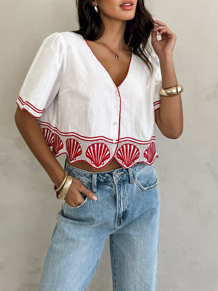 Alessia Embroidered Top - Stitch And Feather
