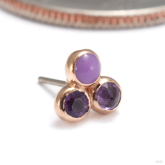 All Mixed Up Tri Me Press-fit End in 14k Rose Gold with Amethyst and Lilac Enamel from Pupil Hall