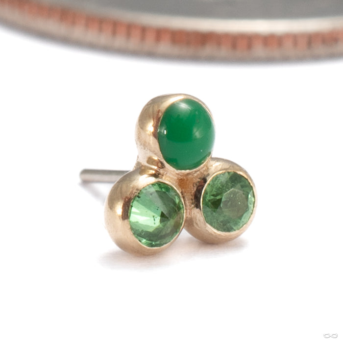 All Mixed Up Tri Me Press-fit End in 14k Yellow Gold with Tsavorite and Green Enamel from Pupil Hall
