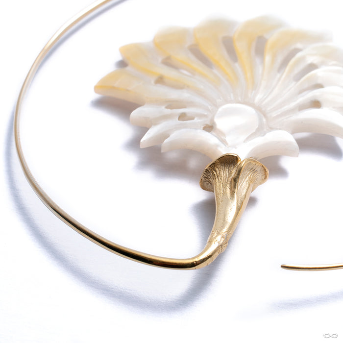 Alluvial Earrings from Maya Jewelry in yellow-gold-plated brass with shell
