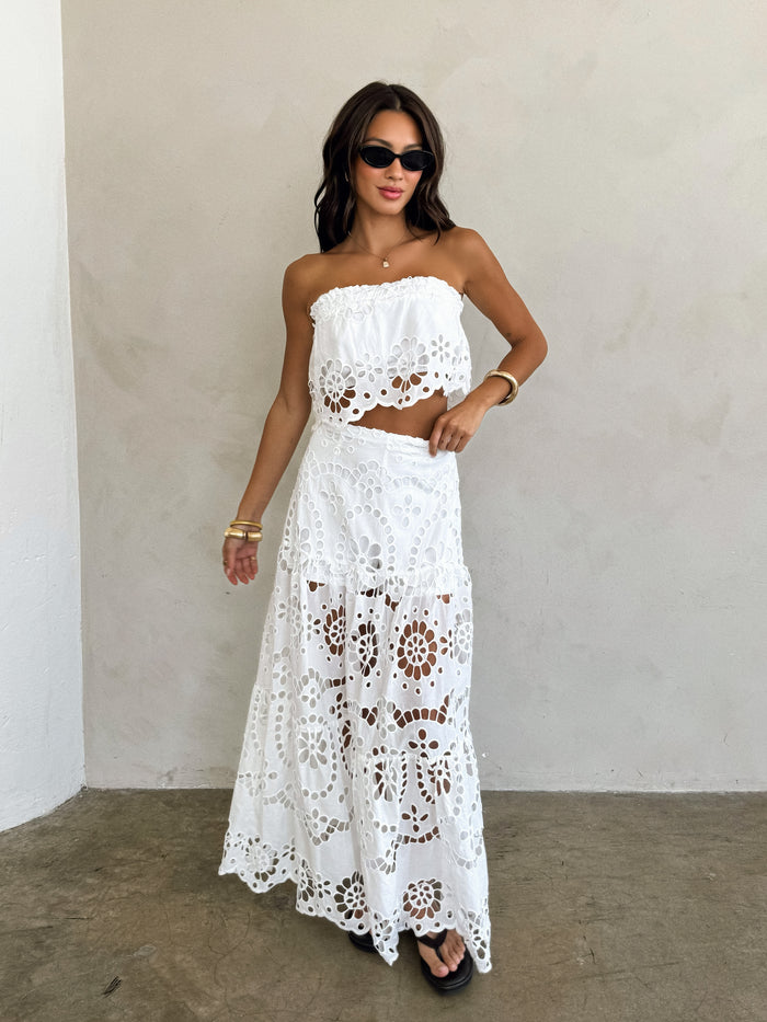Almeda Eyelet Strapless Top - Stitch And Feather