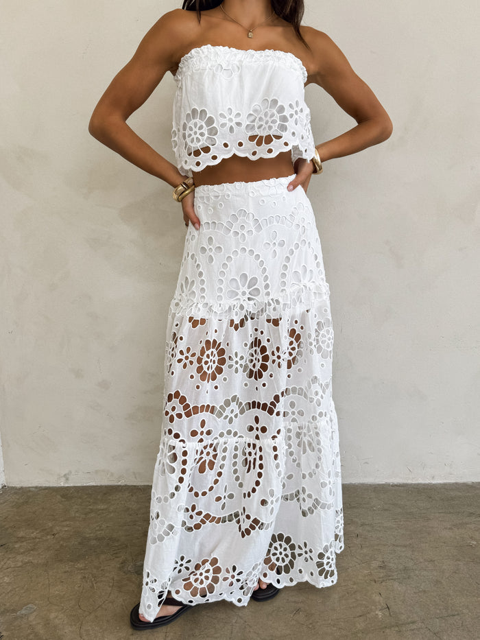 Almeda Eyelet Strapless Top - Stitch And Feather