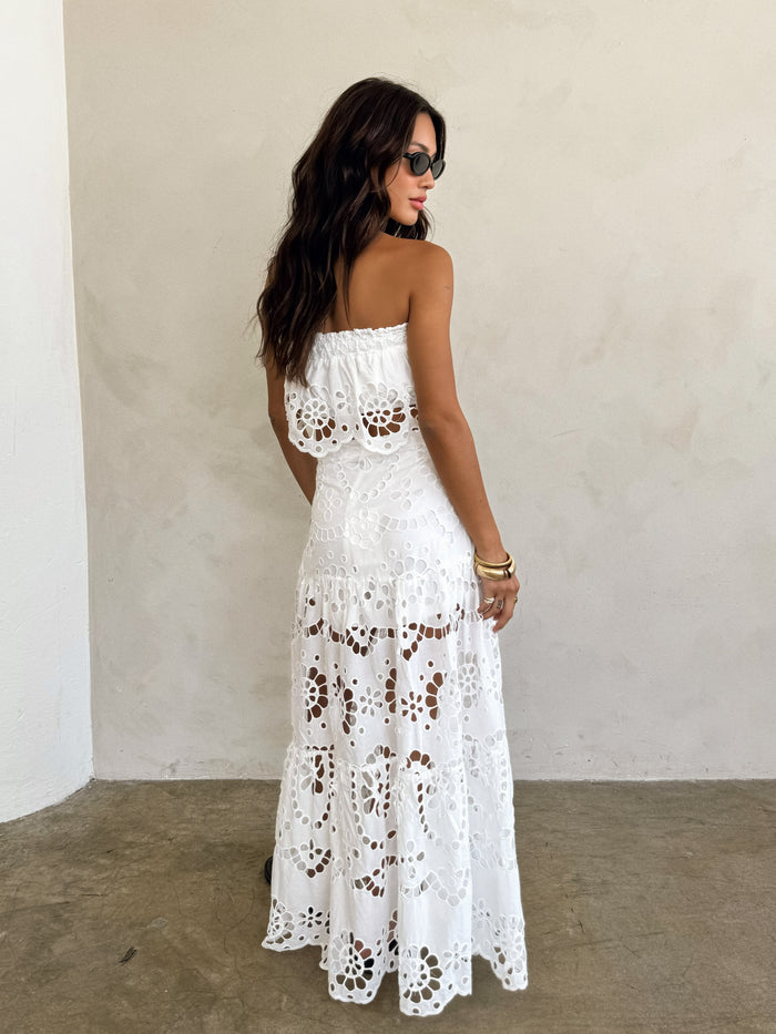 Almeda Eyelet Strapless Top - Stitch And Feather