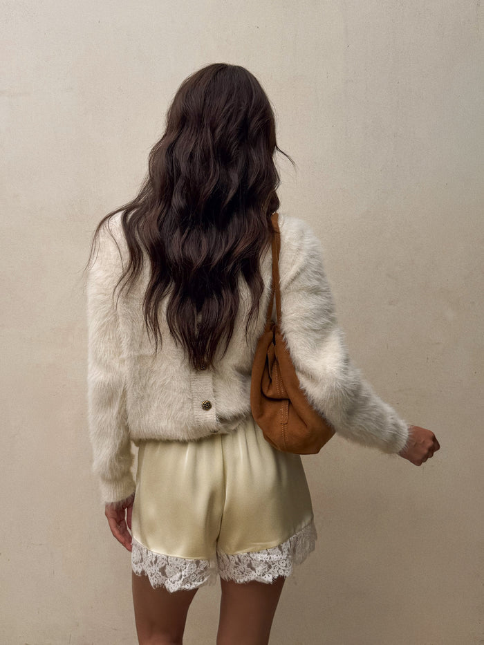 Alouette Satin Lace Shorts - Stitch And Feather