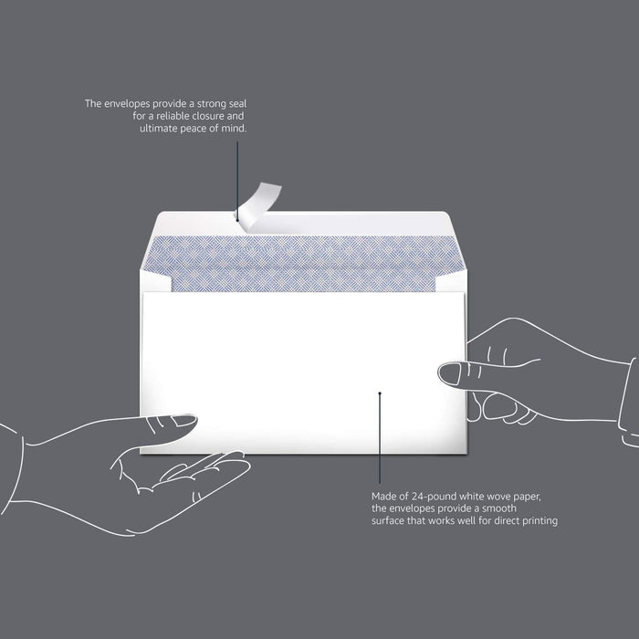 Amazon Basics #6 3/4 Security-Tinted Self-Seal Envelopes for Home & Office, White, 100-Pack