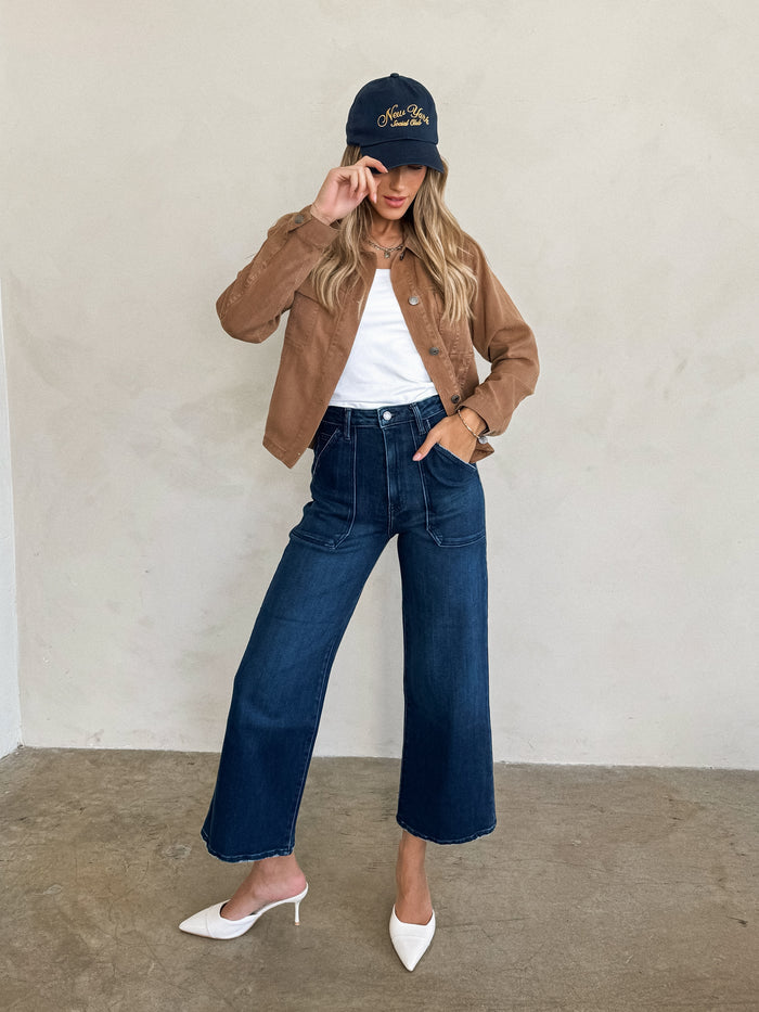 Amika Wide Leg Jeans in Dark Wash - Stitch And Feather