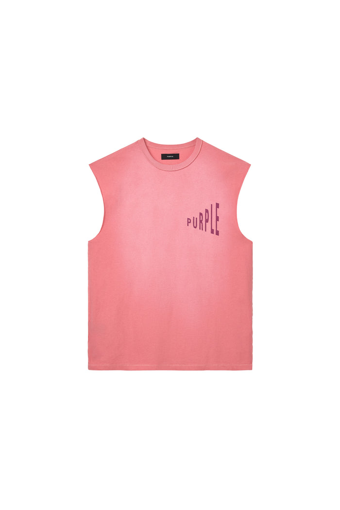 Amplified Tank Top in Flamingo Plume with textured jersey and crackle print detail.