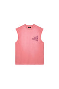 Amplified Tank Top in Flamingo Plume with textured jersey and crackle print detail.