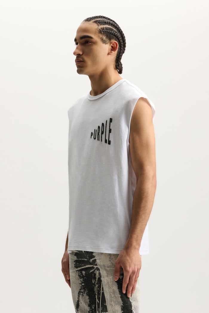 Amplified Tank Top in white, made of 100% cotton with regular fit and textured jersey.