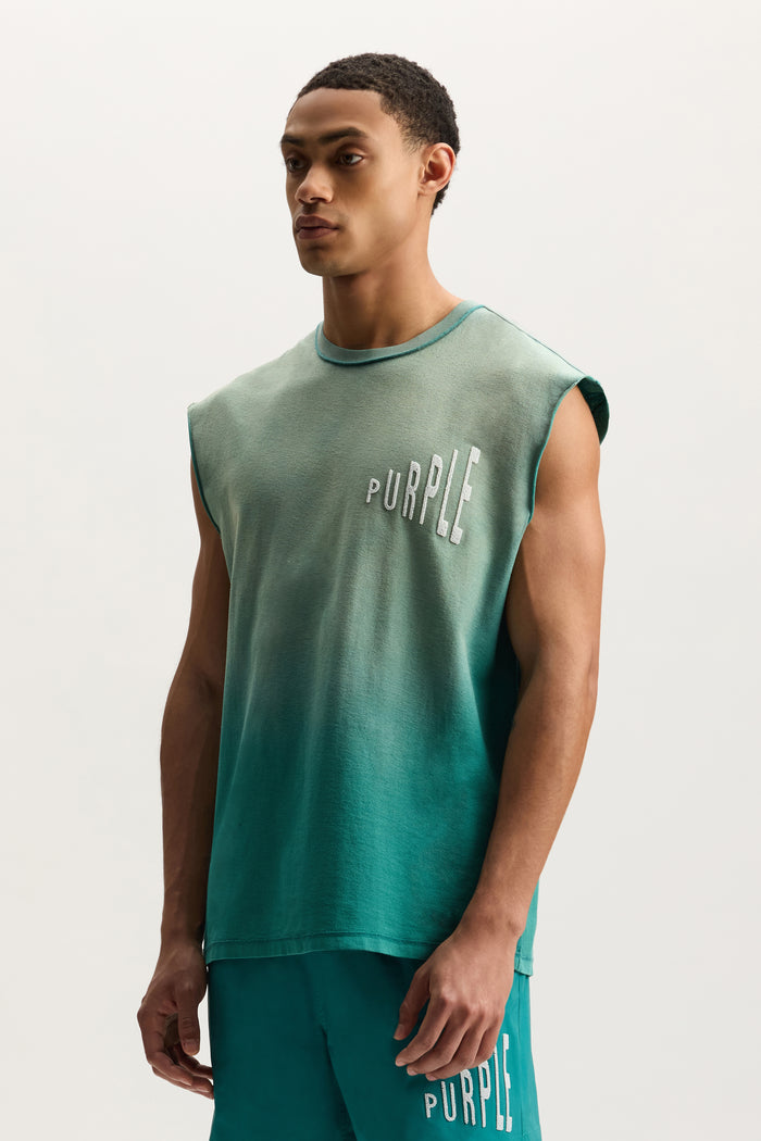 Amplified Tank Top, regular fit, white with yellowing spray and white crystal fine rocks.