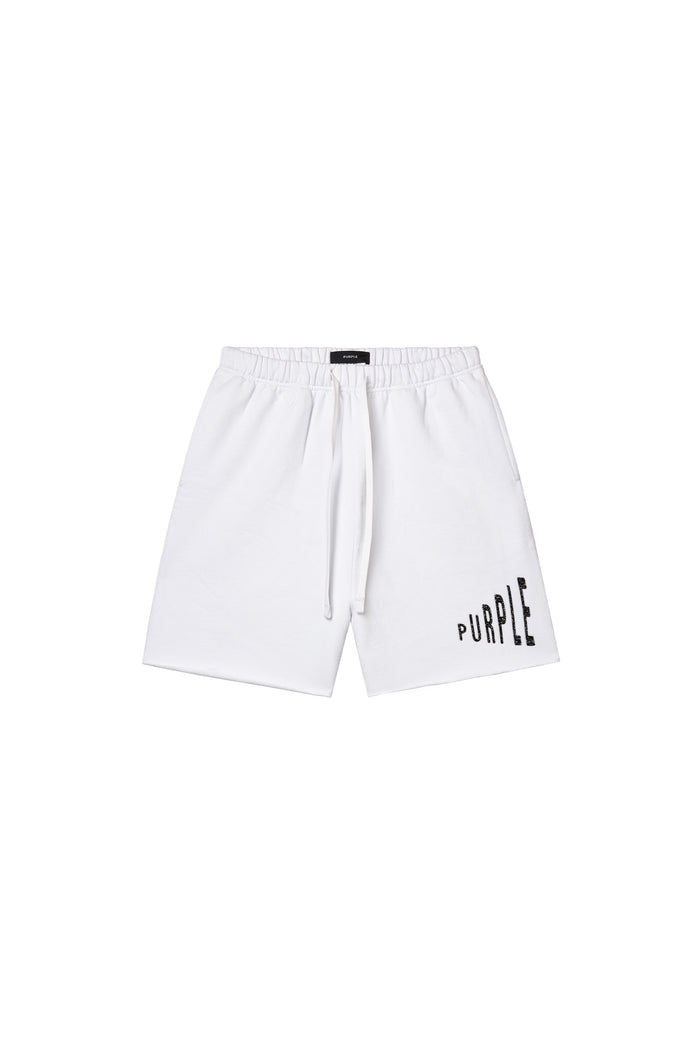 Amplified Wordmark Short in Brilliant White, regular fit, midweight fleece, elastic waistband.
