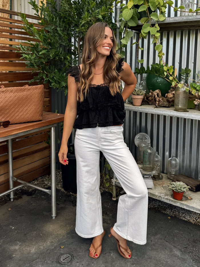 Annie Lace Tank Top in Black - Stitch And Feather