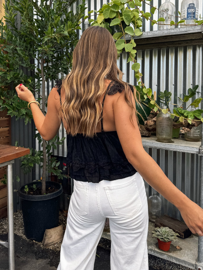 Annie Lace Tank Top in Black - Stitch And Feather