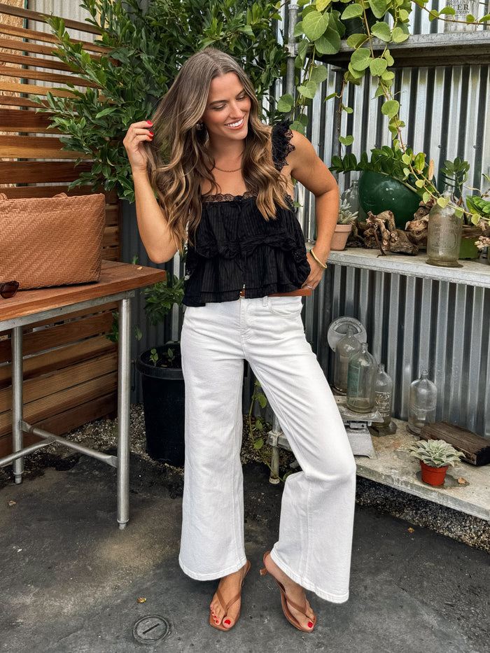 Annie Lace Tank Top in Black - Stitch And Feather